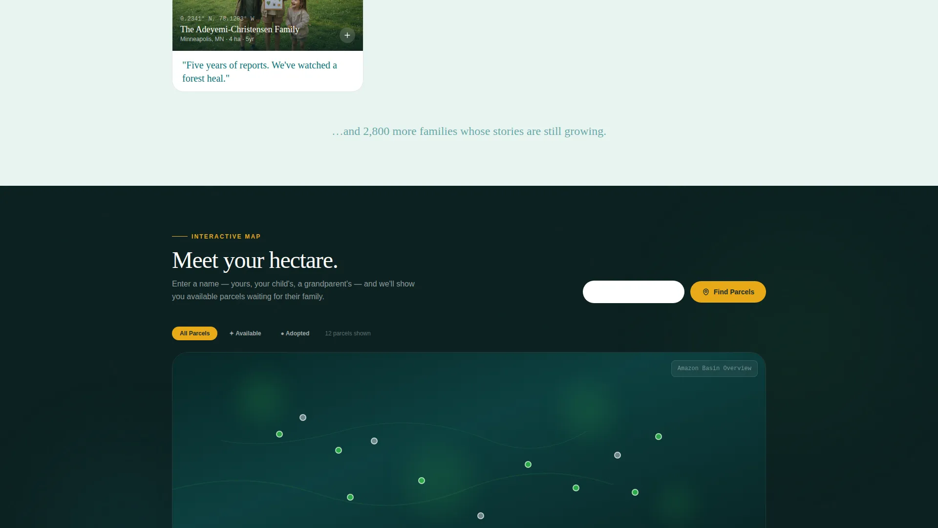Rainforest Protection Community Foundation Landing Page