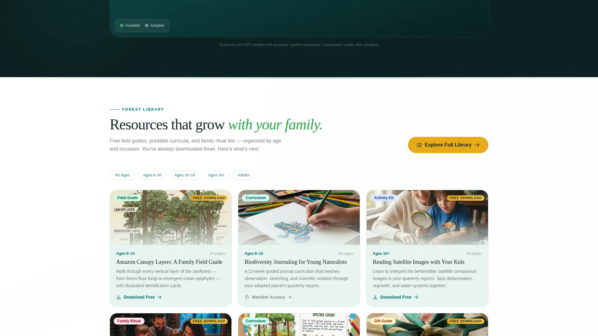 Rainforest Protection Community Foundation Landing Page