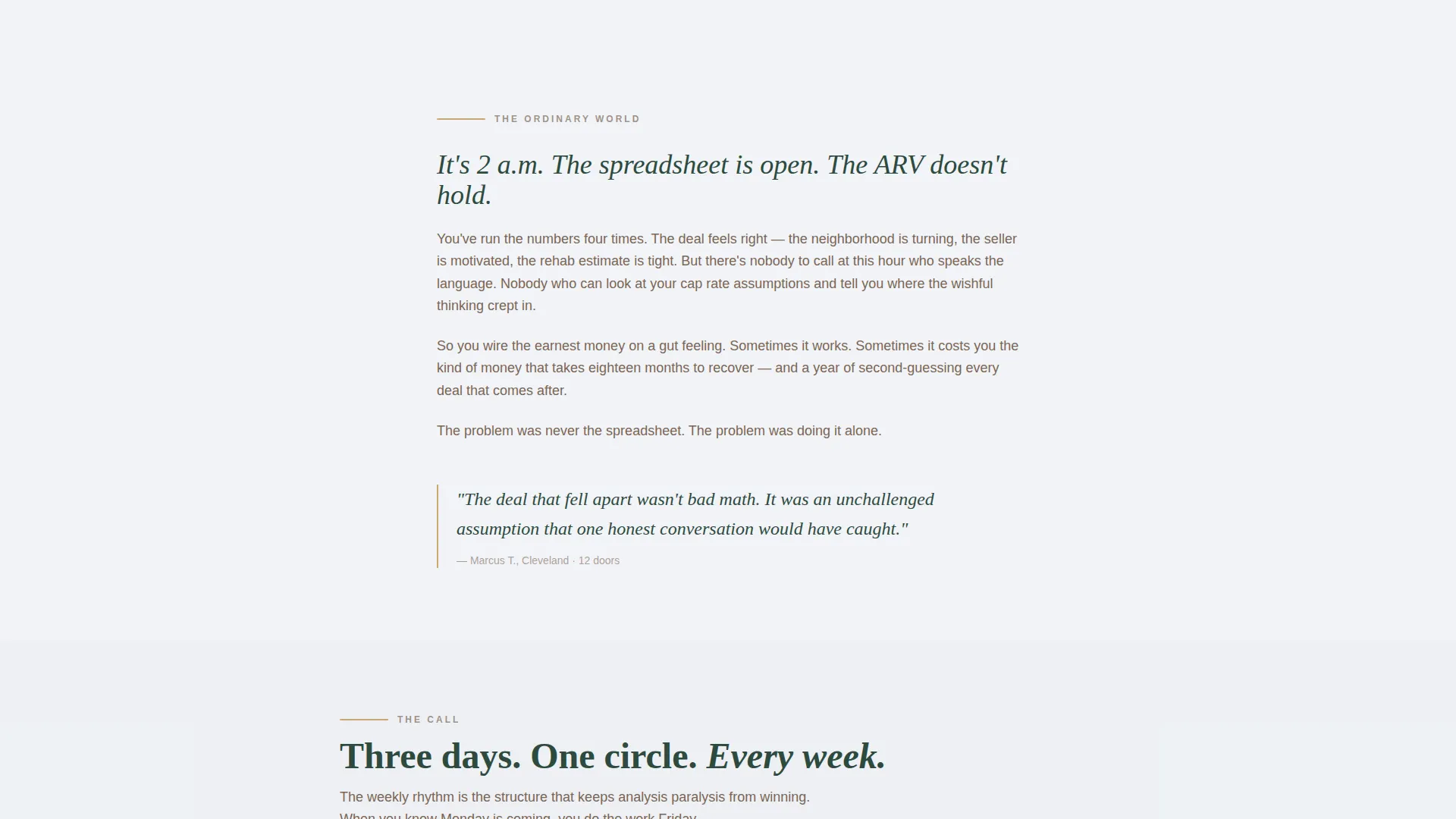 Real Estate Investors Accountability Group Landing Page