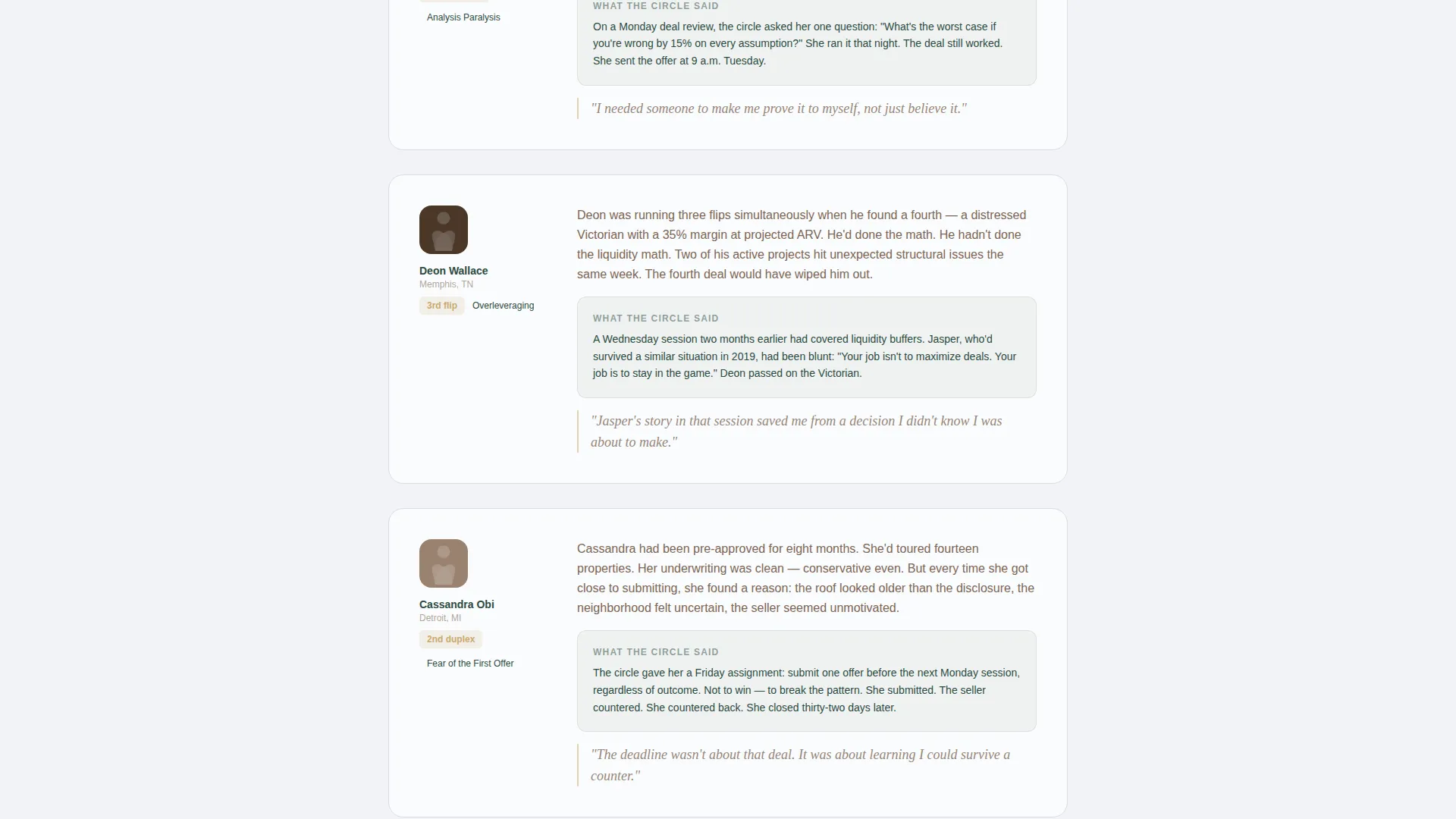 Real Estate Investors Accountability Group Landing Page