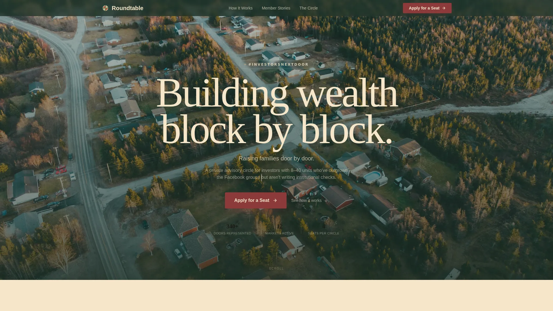 Real Estate Investors Peer Advisory Landing Page