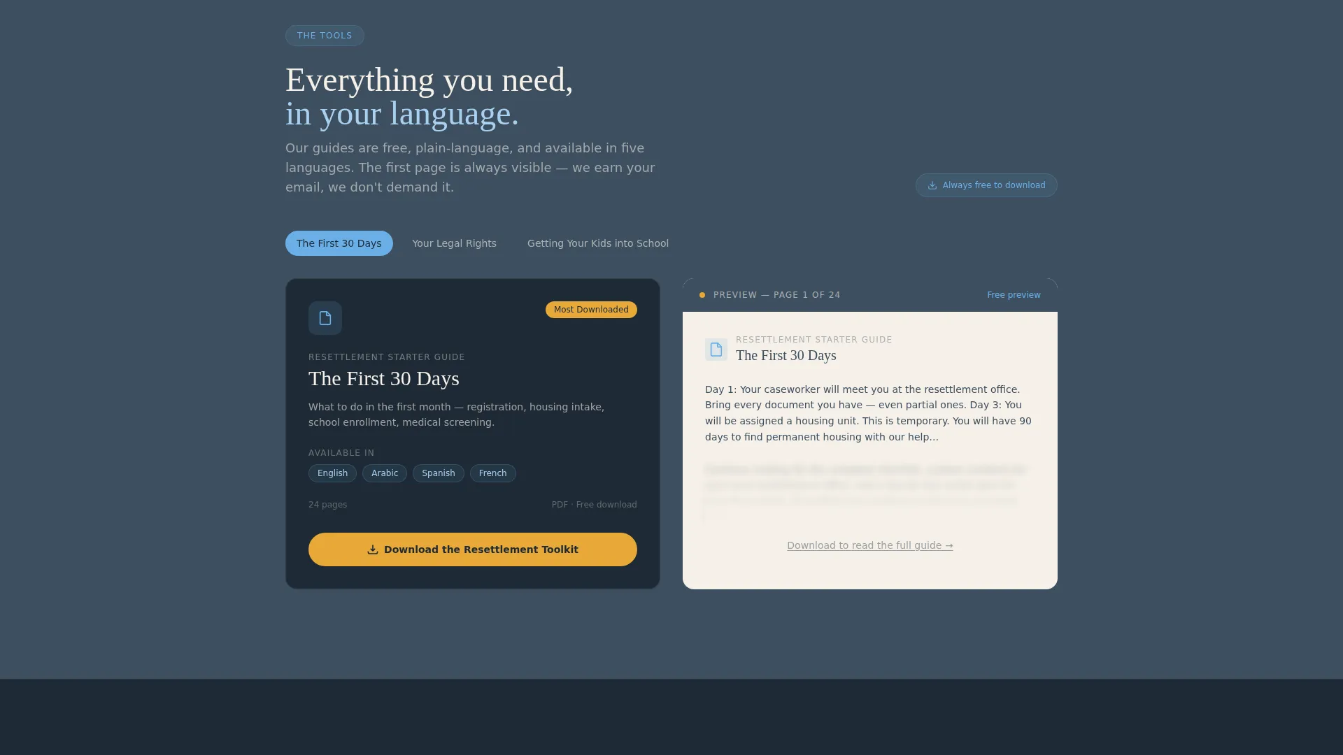 Refugee Resettlement Social Enterprise Landing Page