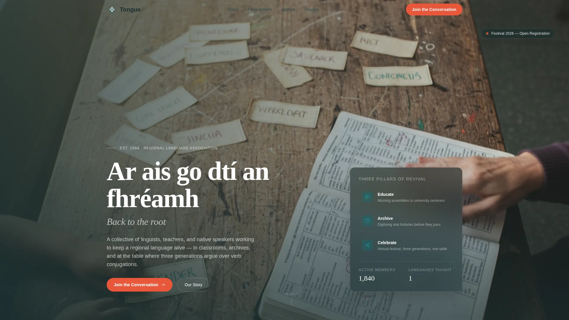 Vibrant Regional Language Association Landing Page