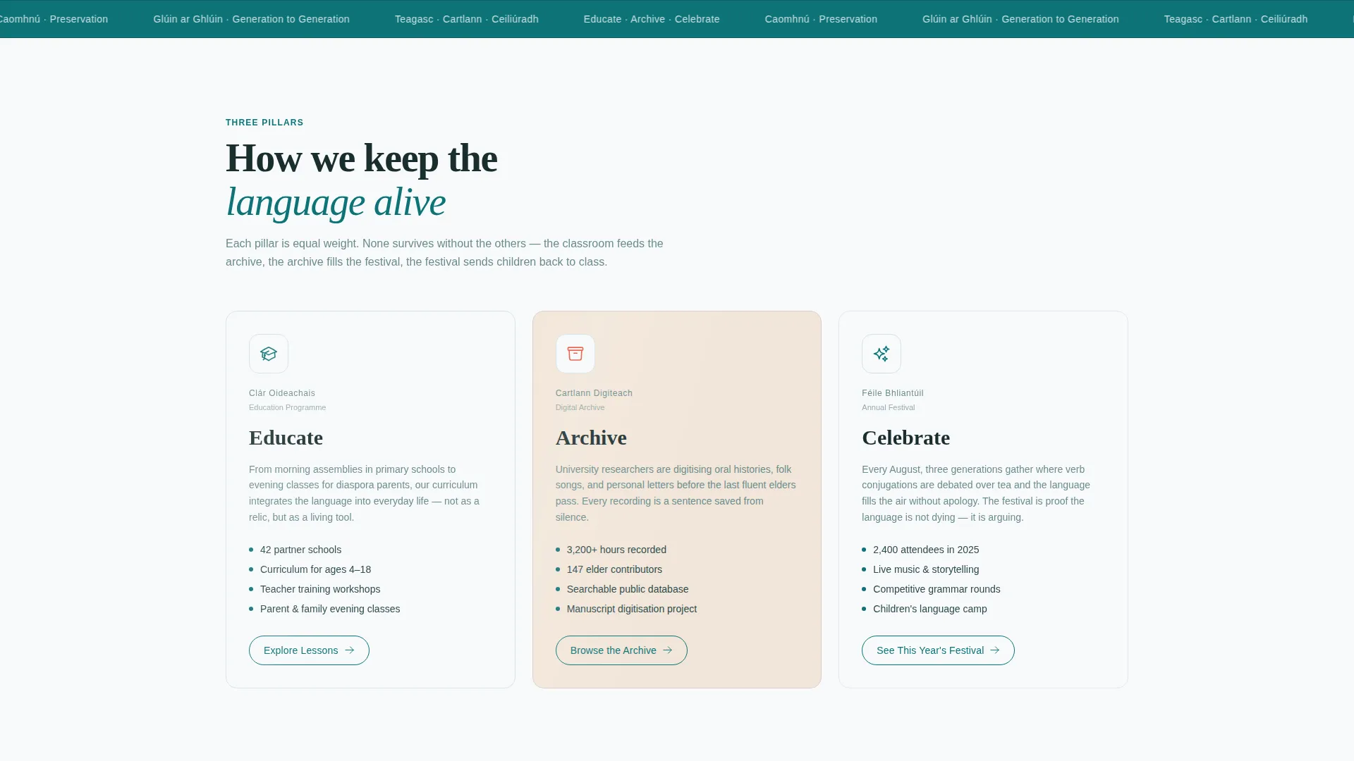 Vibrant Regional Language Association Landing Page