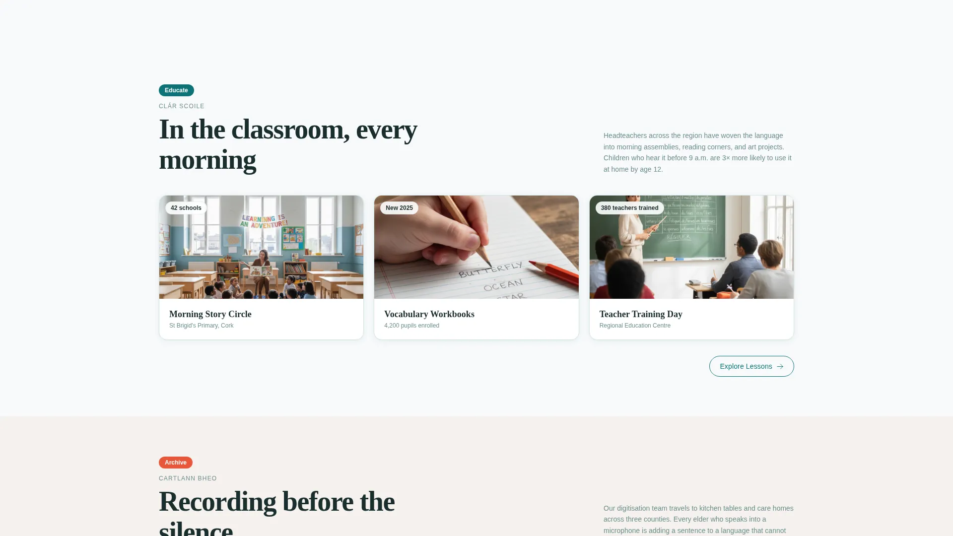 Vibrant Regional Language Association Landing Page