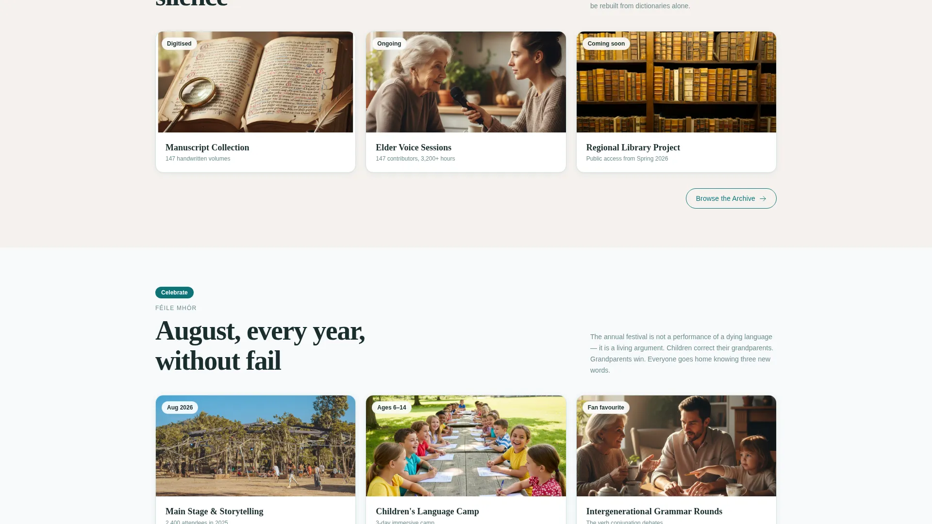 Vibrant Regional Language Association Landing Page