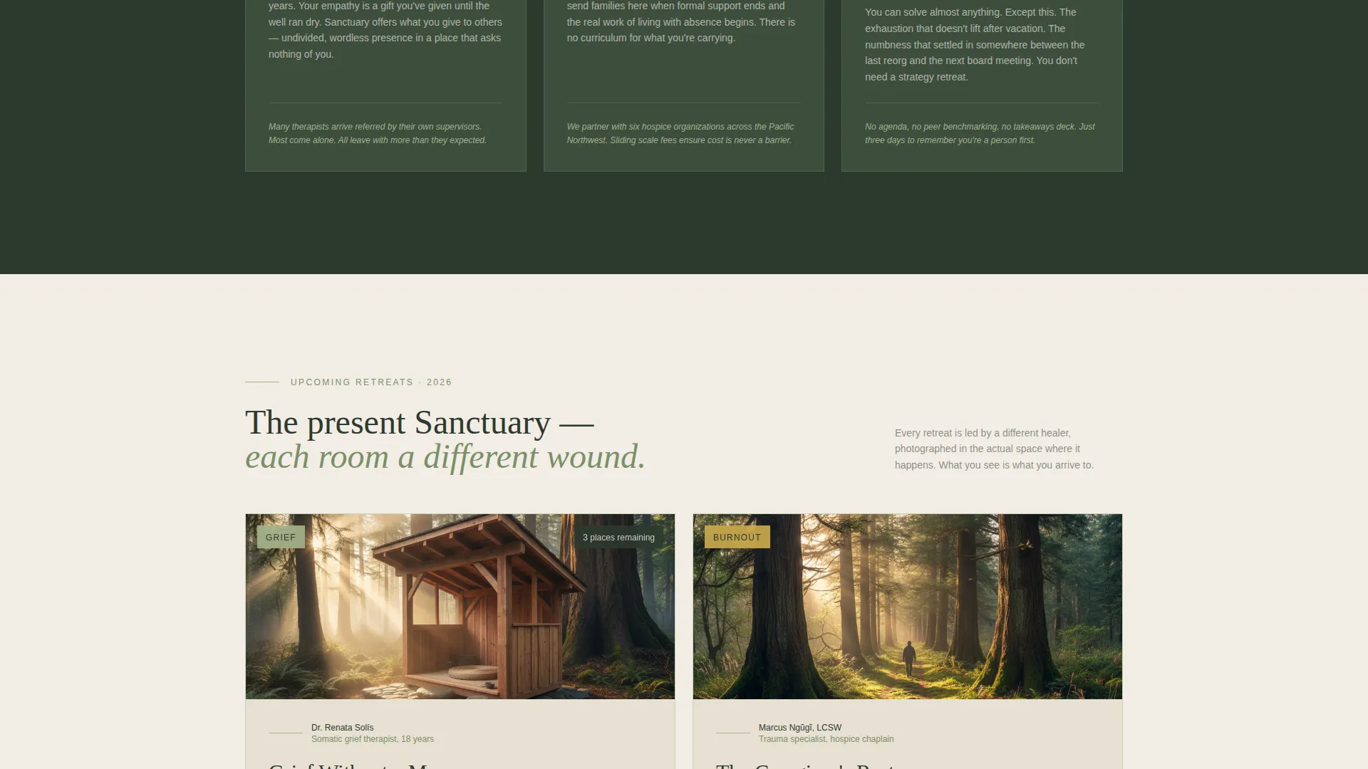 Spiritual Retreat Center Landing Page Template