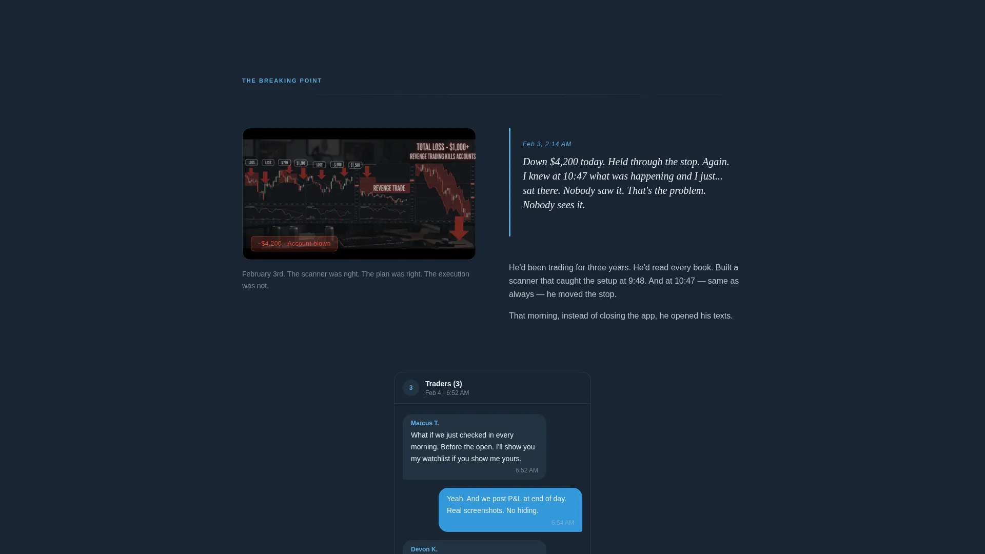 Stock Traders Accountability Group Landing Page