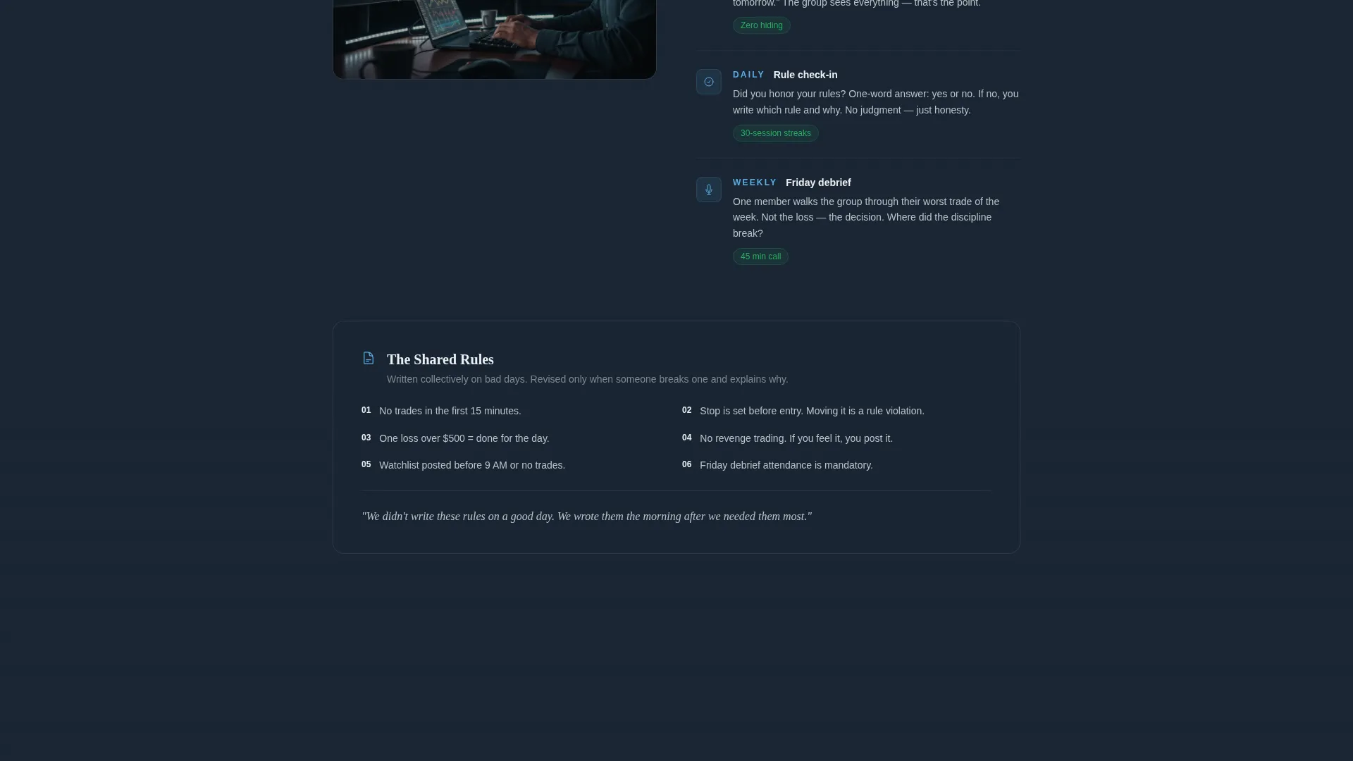 Stock Traders Accountability Group Landing Page