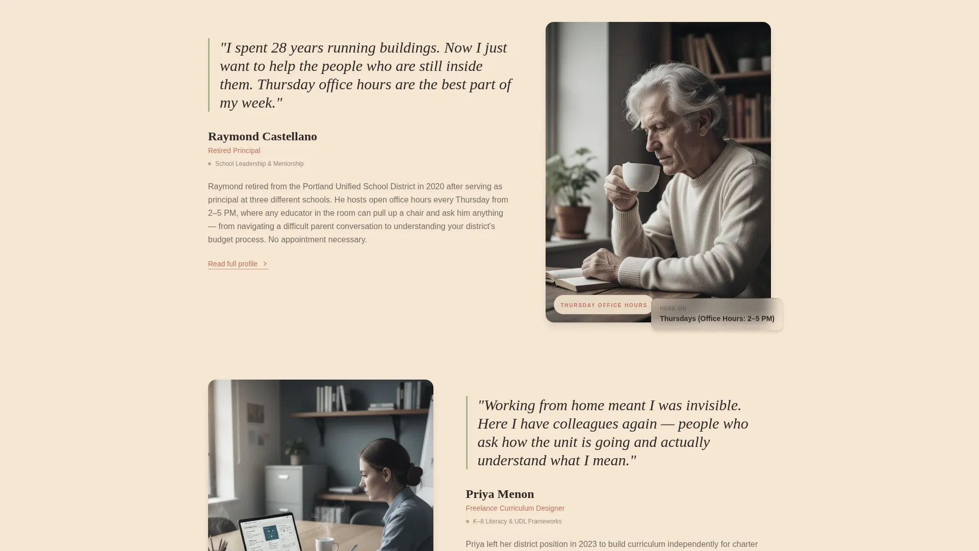 Educators Co-Working Community Landing Page