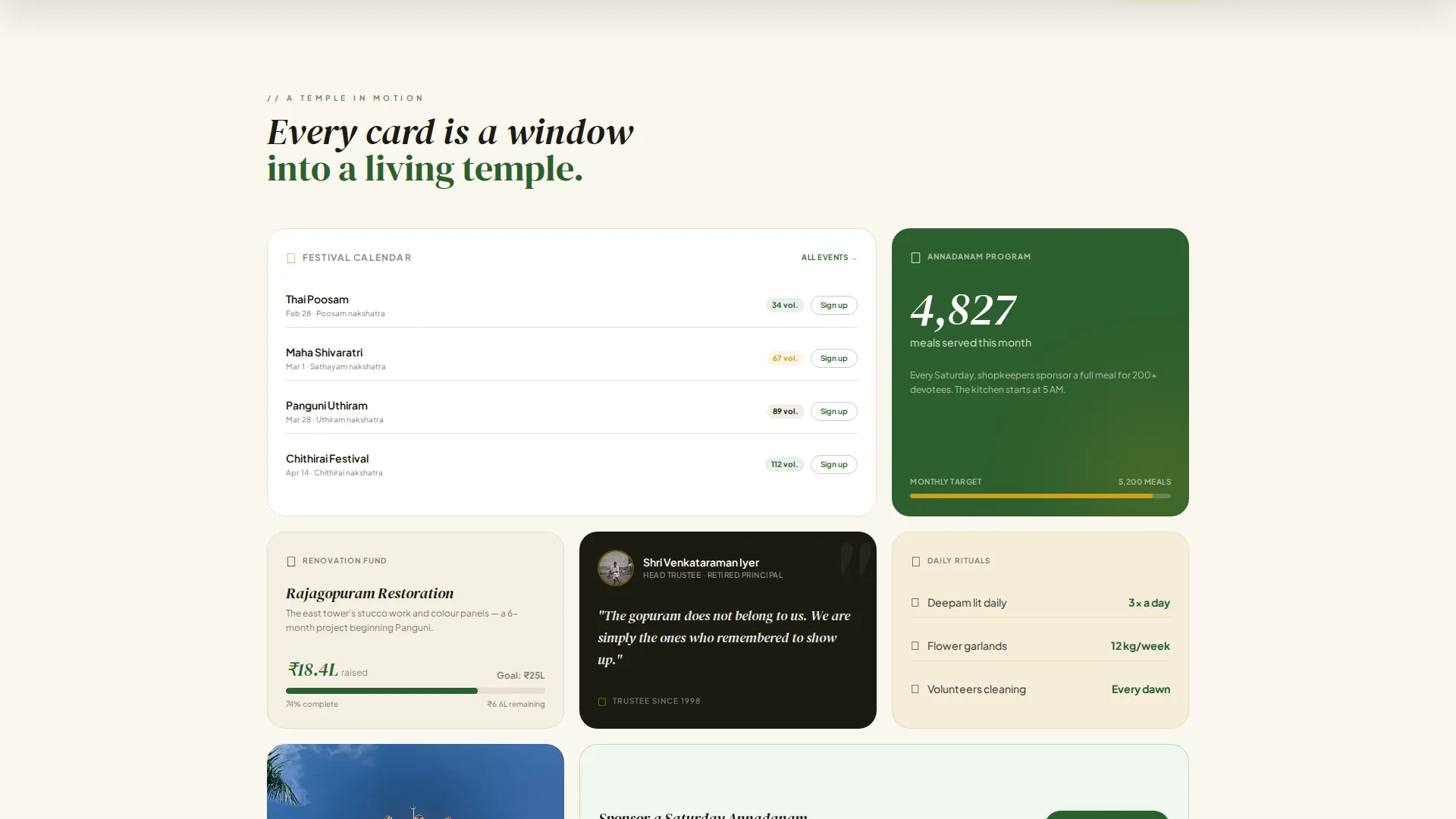 Temple Trust Donation Landing Page Template
