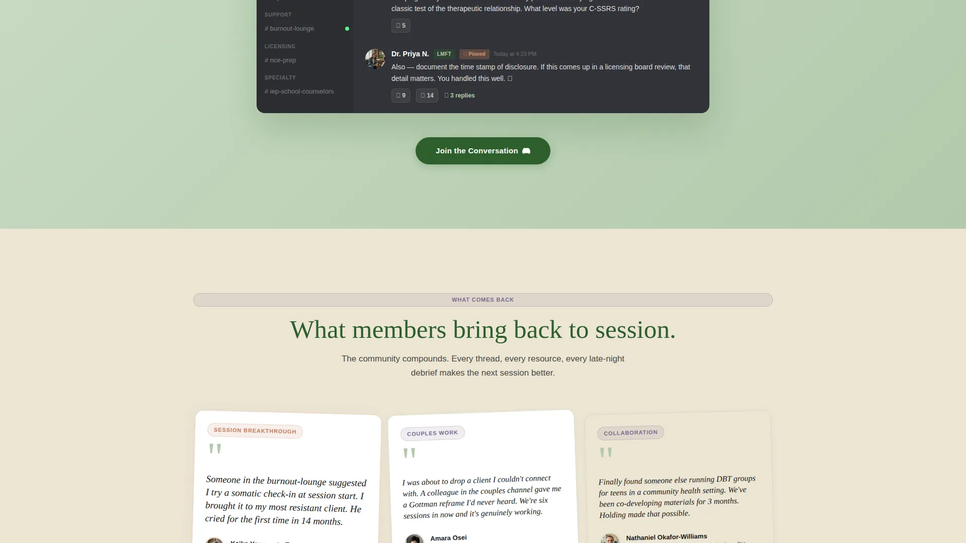 Therapist Community Discord Landing Page Template