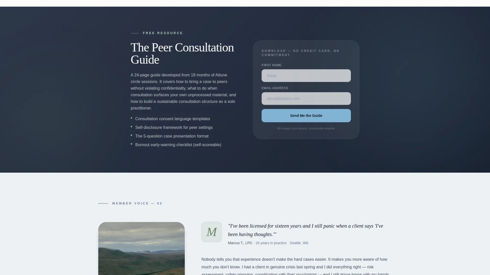 Therapists & Counselors Mastermind Landing Page
