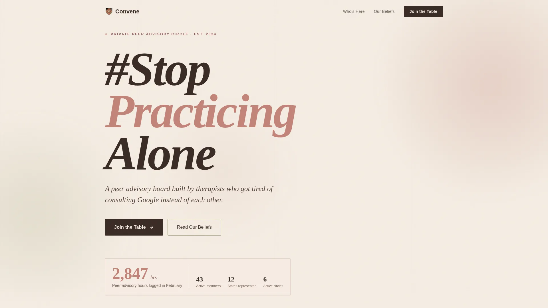 Therapists Peer Advisory Board Landing Page Template