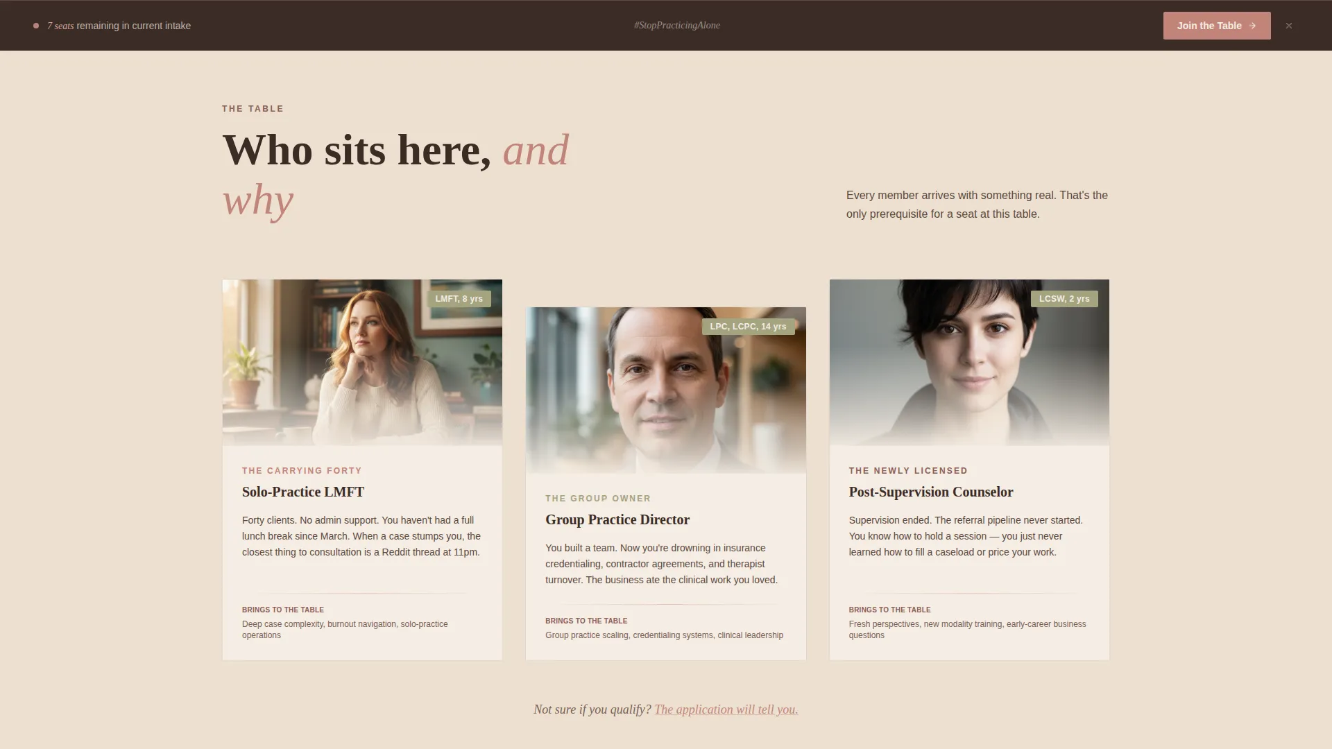 Therapists Peer Advisory Board Landing Page Template