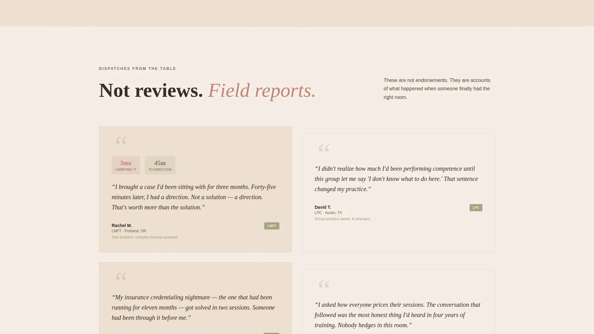 Therapists Peer Advisory Board Landing Page Template