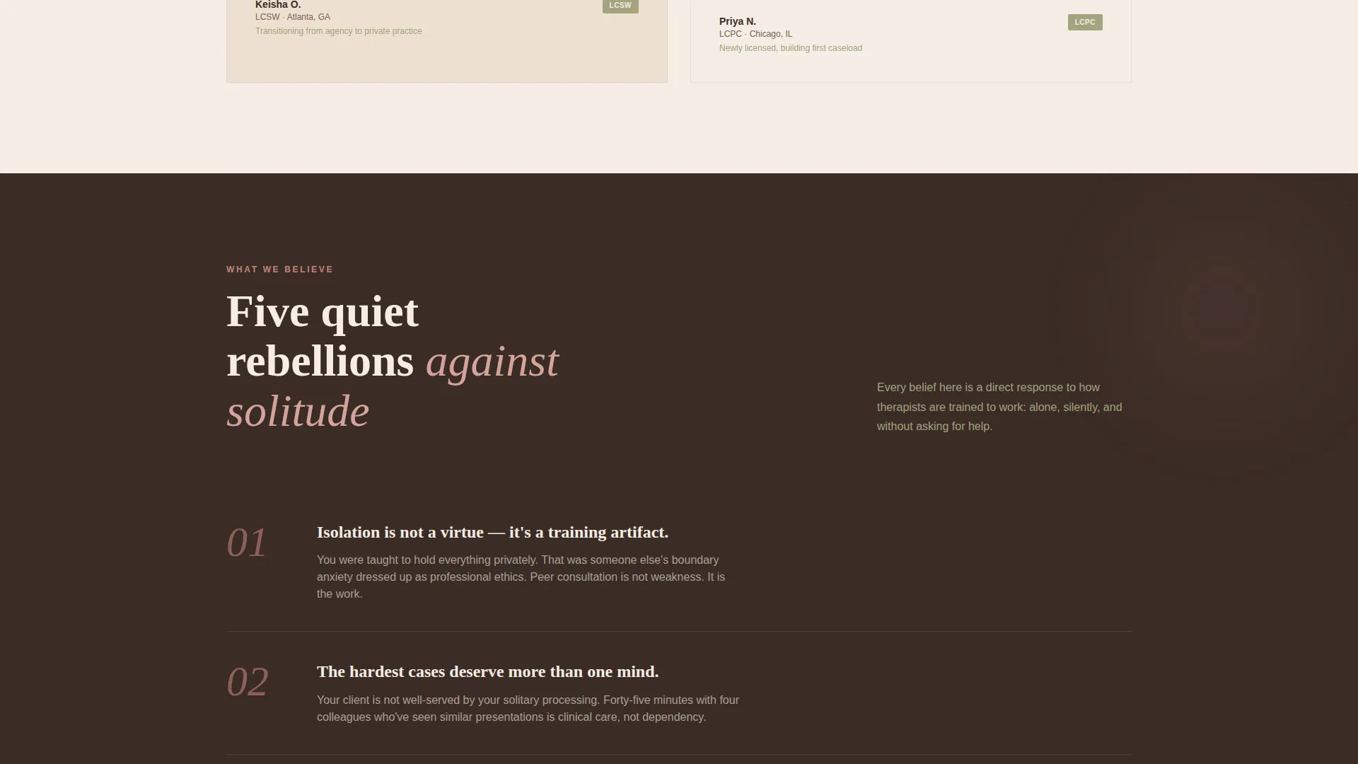 Therapists Peer Advisory Board Landing Page Template