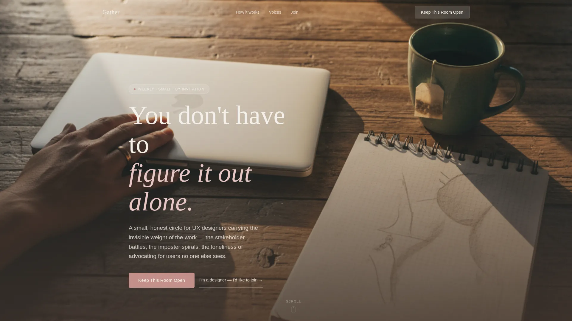 Healing Community Landing Page for user experience Designers