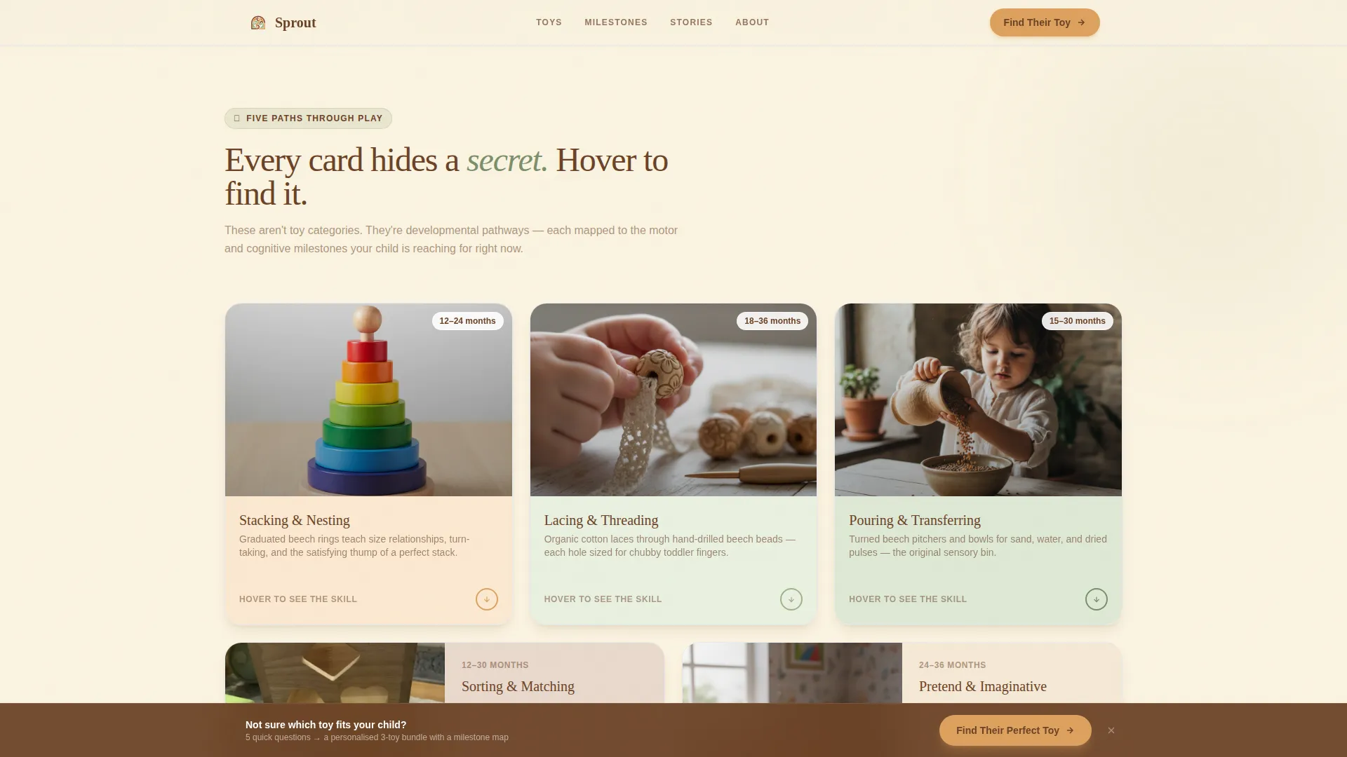 Toddler Toy Landing Page Template - Warm Artisan