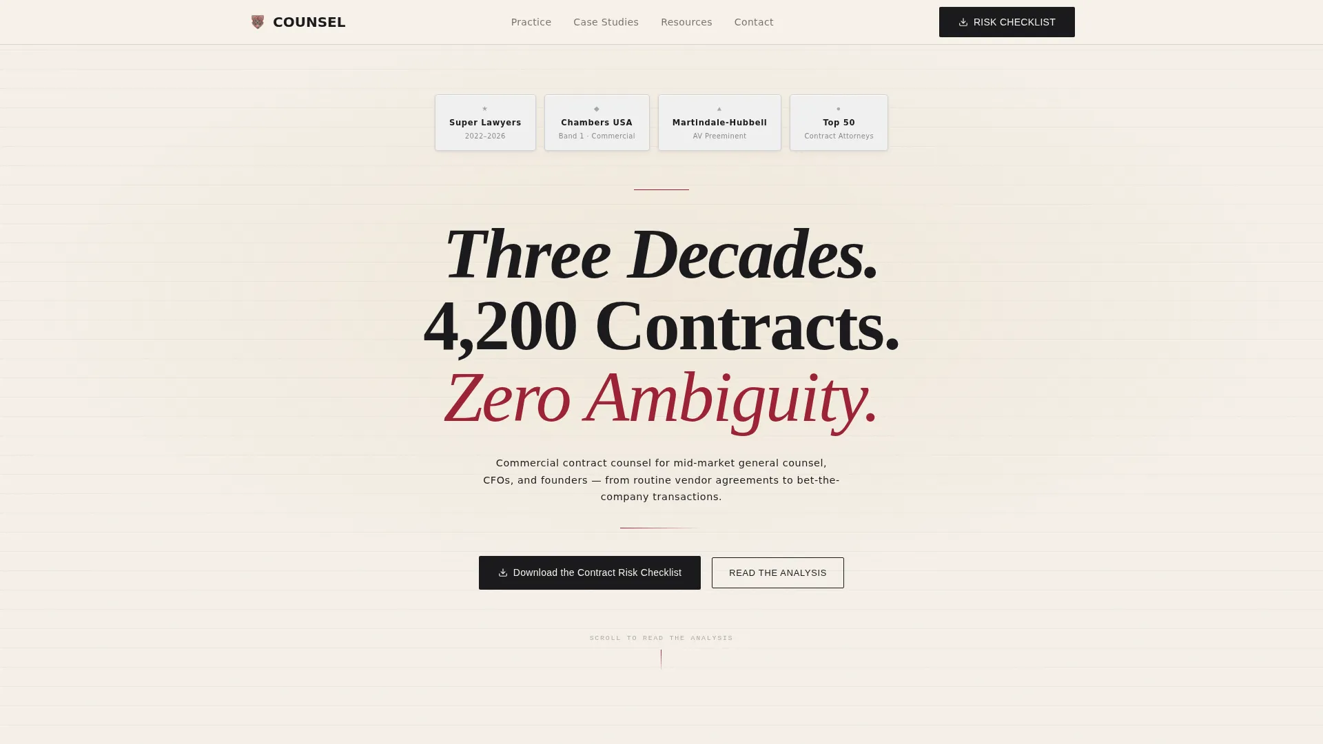 Commercial Contract Attorney Landing Page Template