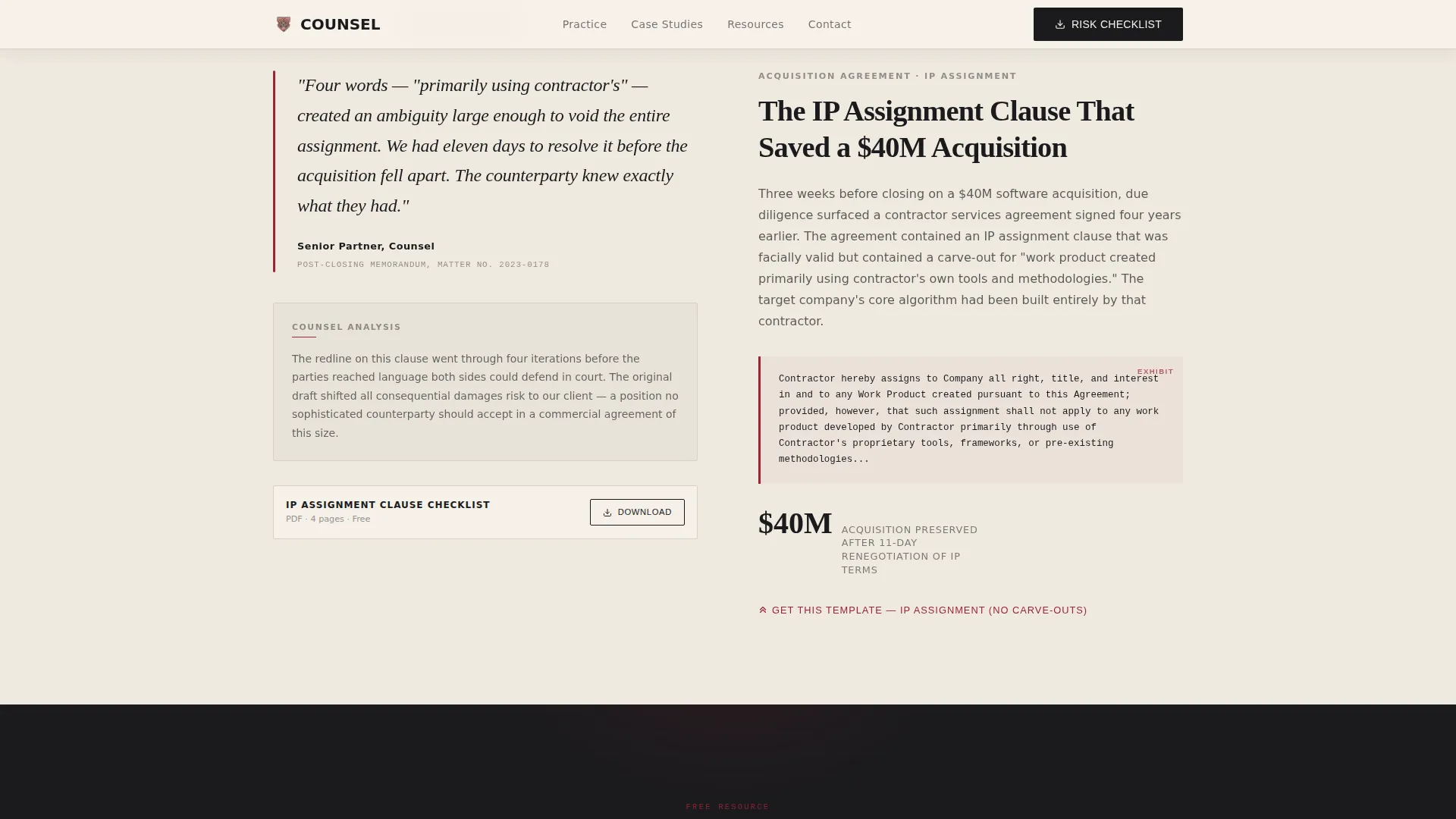 Commercial Contract Attorney Landing Page Template