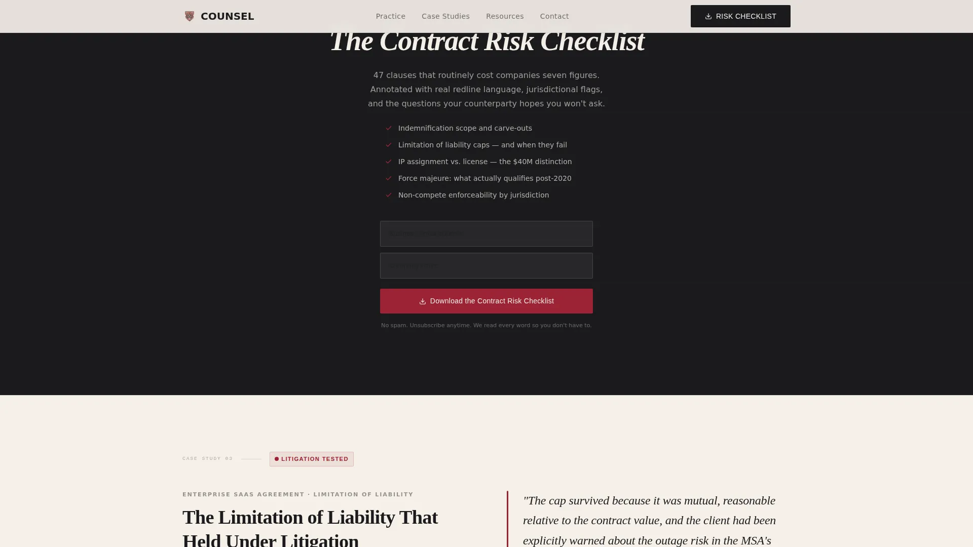 Commercial Contract Attorney Landing Page Template