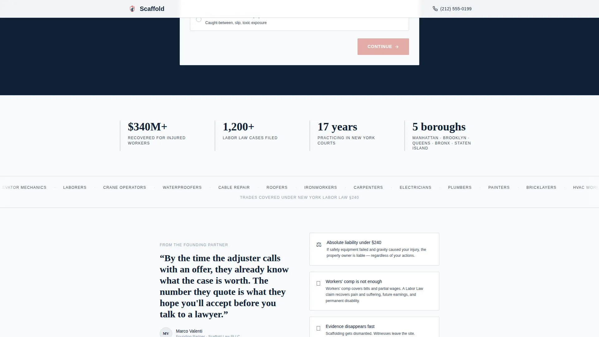 Construction Accident Lawyer Landing Page Template