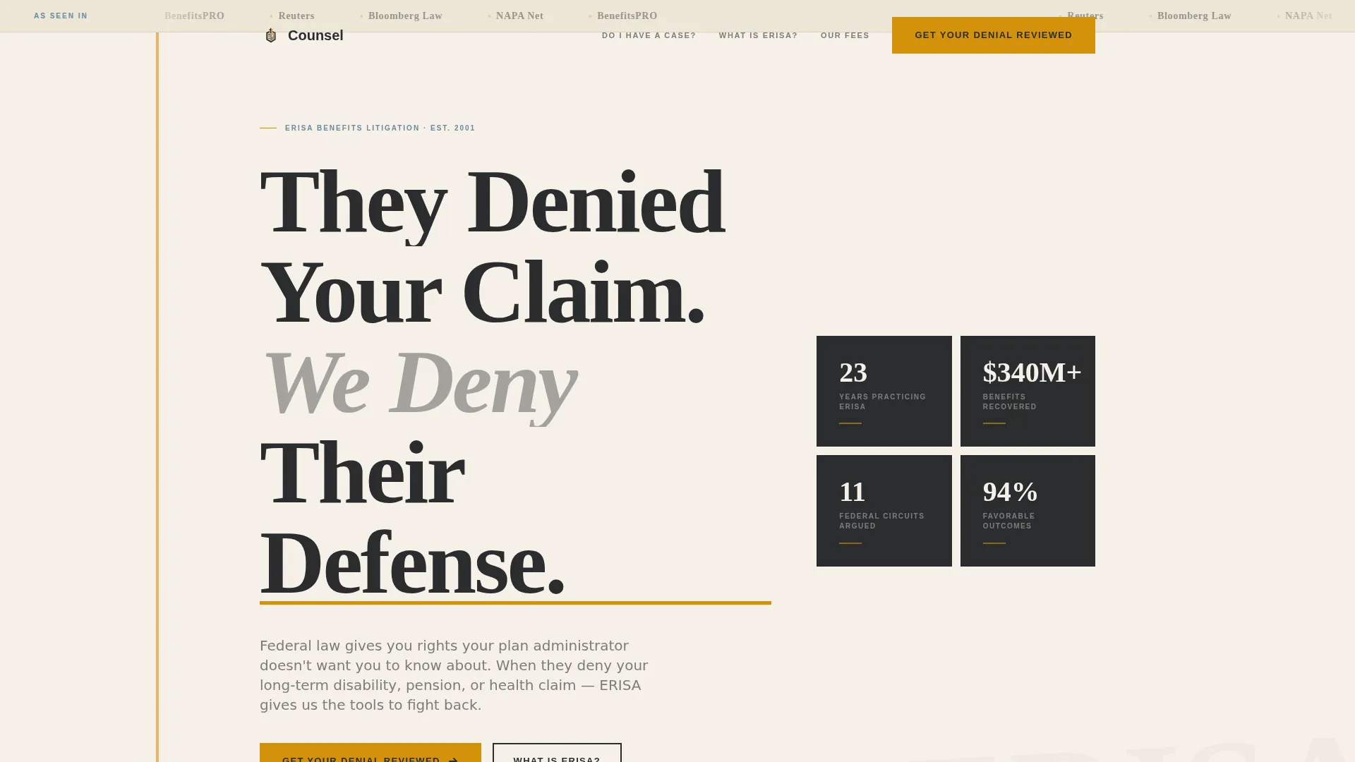 ERISA Attorney Landing Page Template