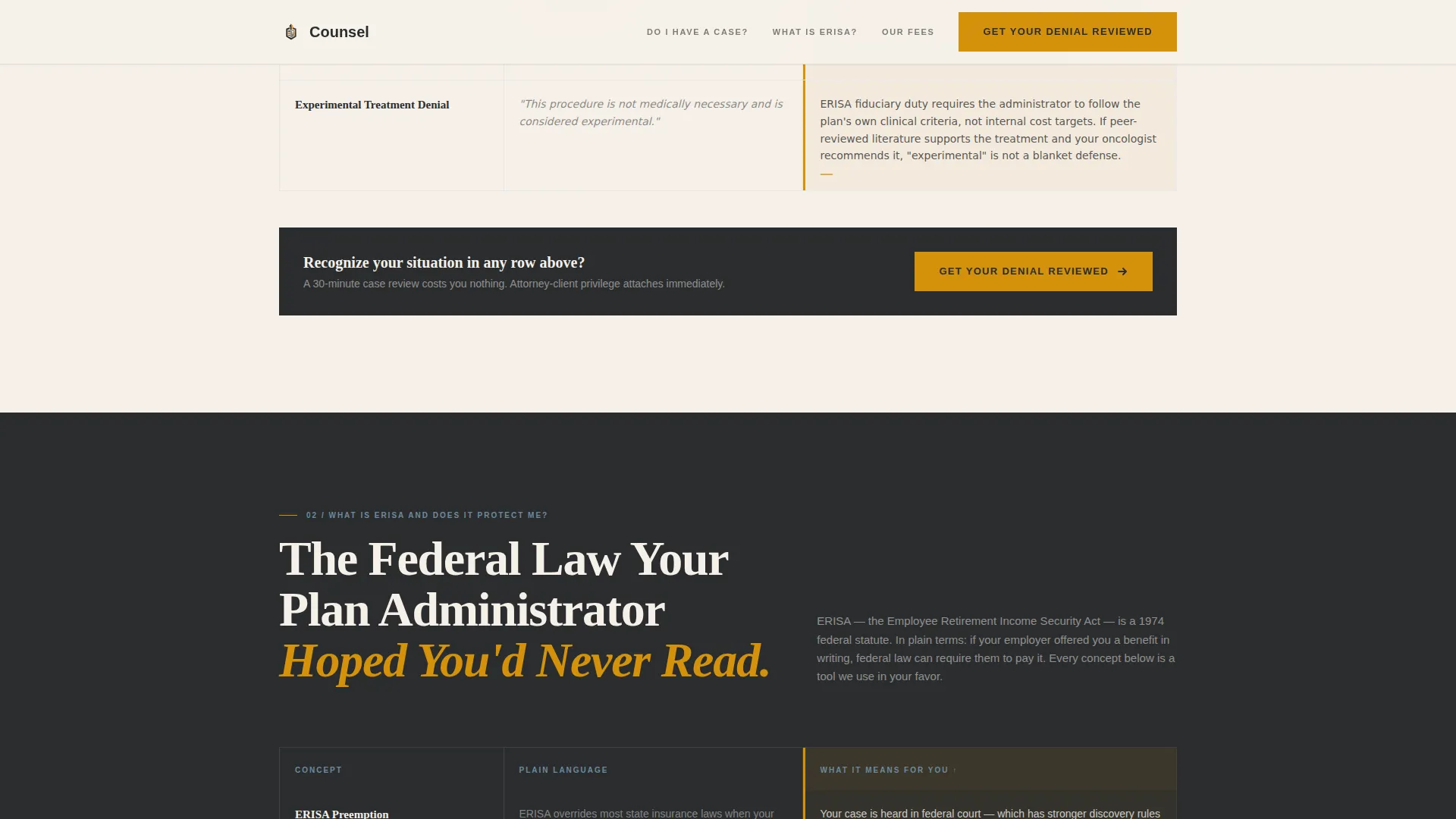 ERISA Attorney Landing Page Template