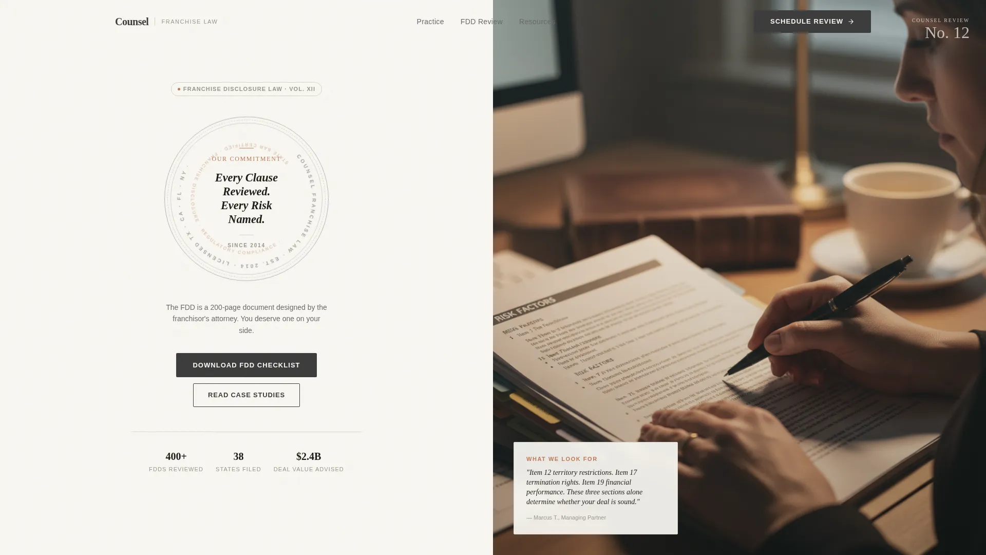 Franchise Law Firm Landing Page Template