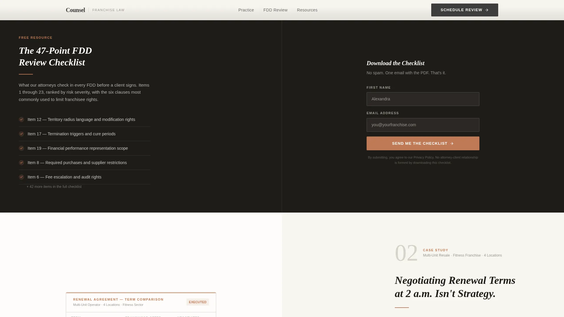 Franchise Law Firm Landing Page Template