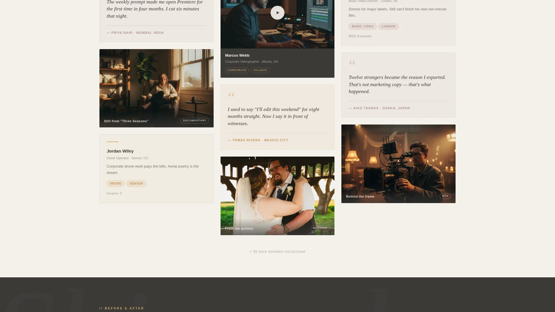 Videographers & Filmmakers Community Specialist Reviews Website Template
