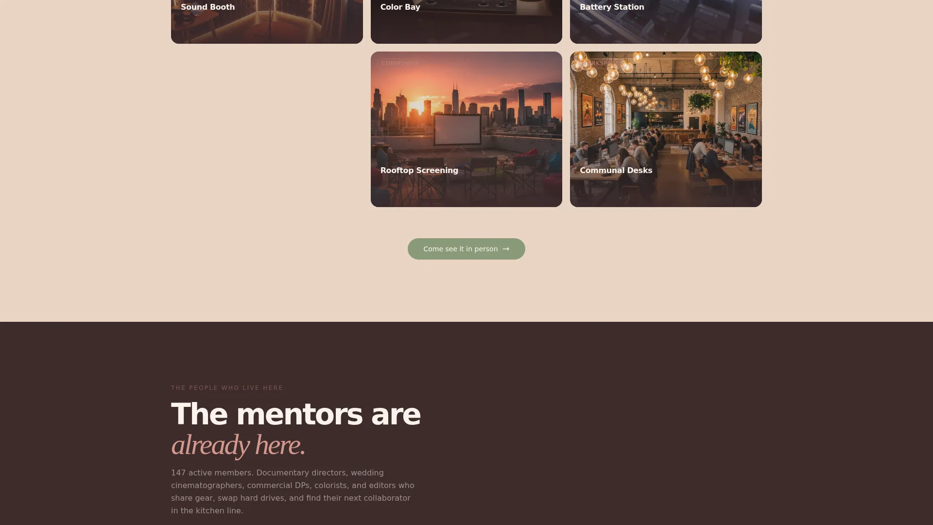 Cinematic Filmmaker Co-Working Landing Page Template