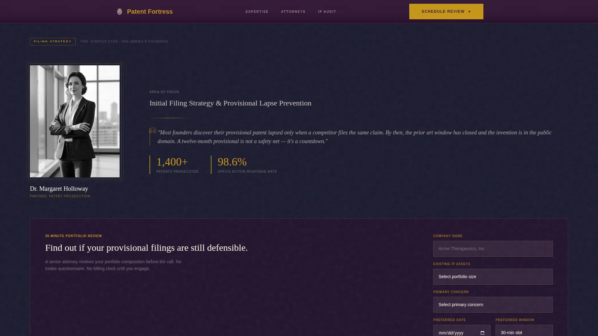 Intellectual Property Booking Website Template