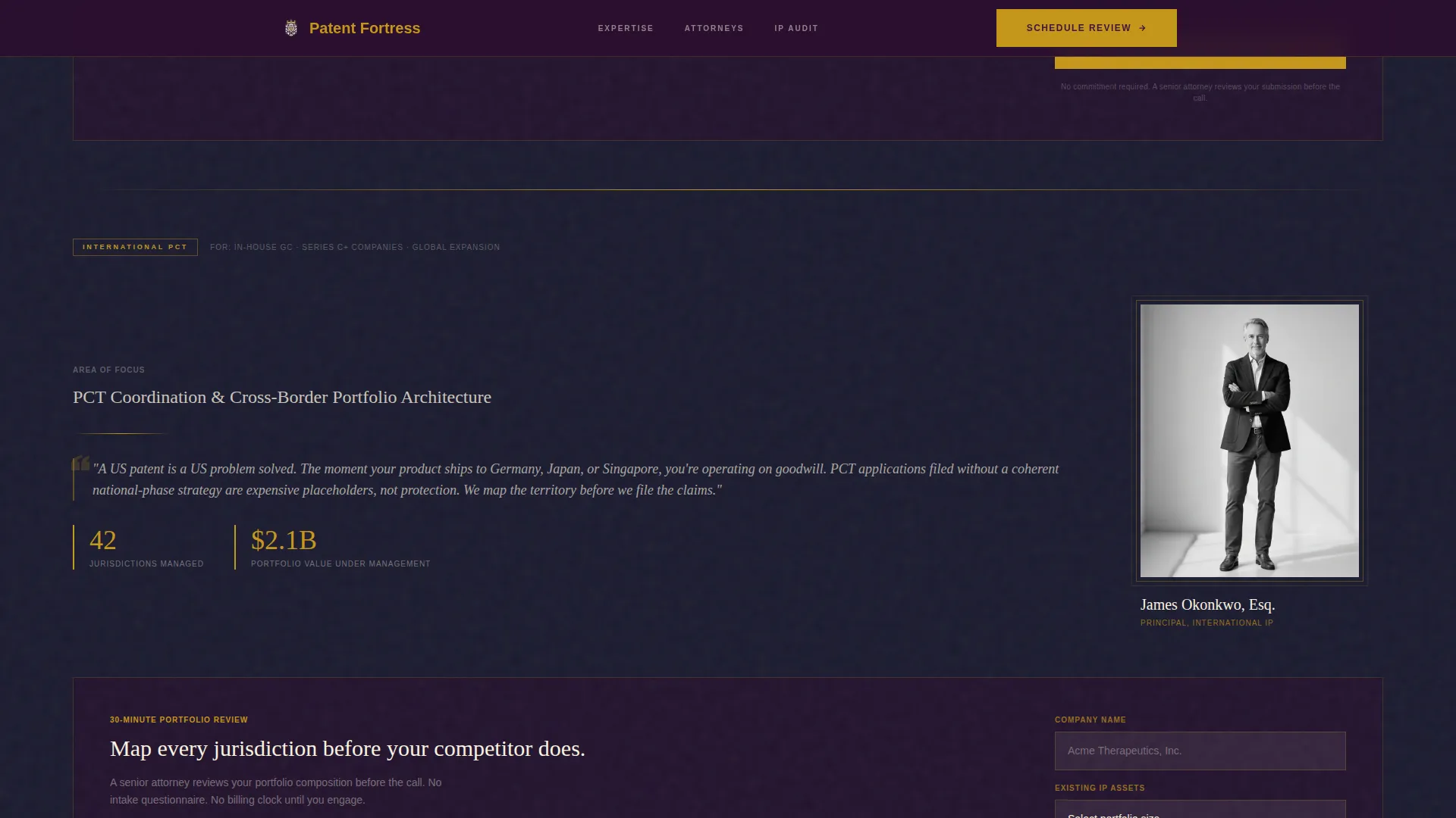 Intellectual Property Booking Website Template