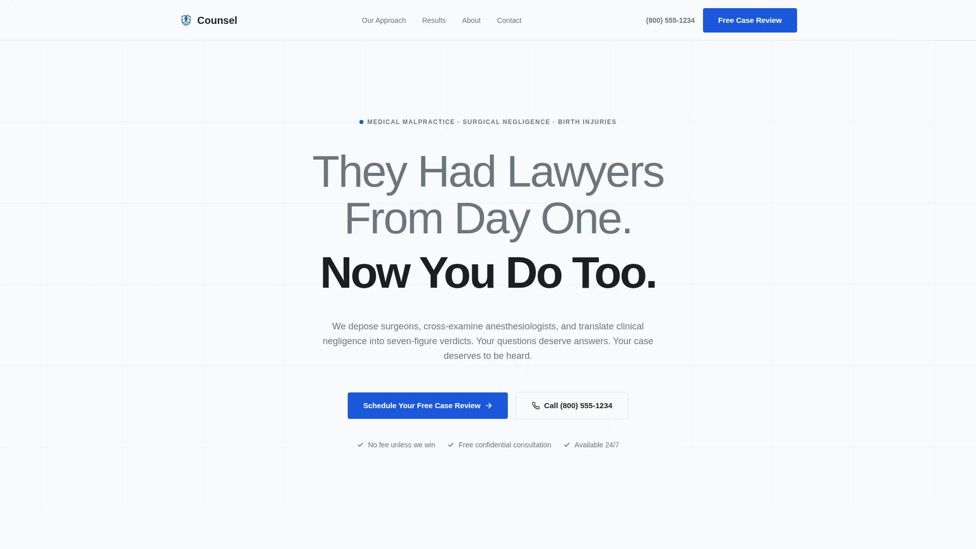 Medical Malpractice Law Firm Landing Page Template