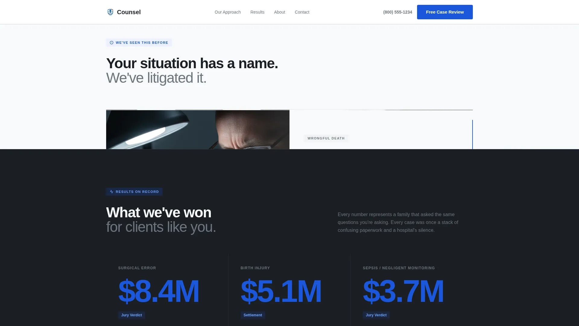 Medical Malpractice Law Firm Landing Page Template