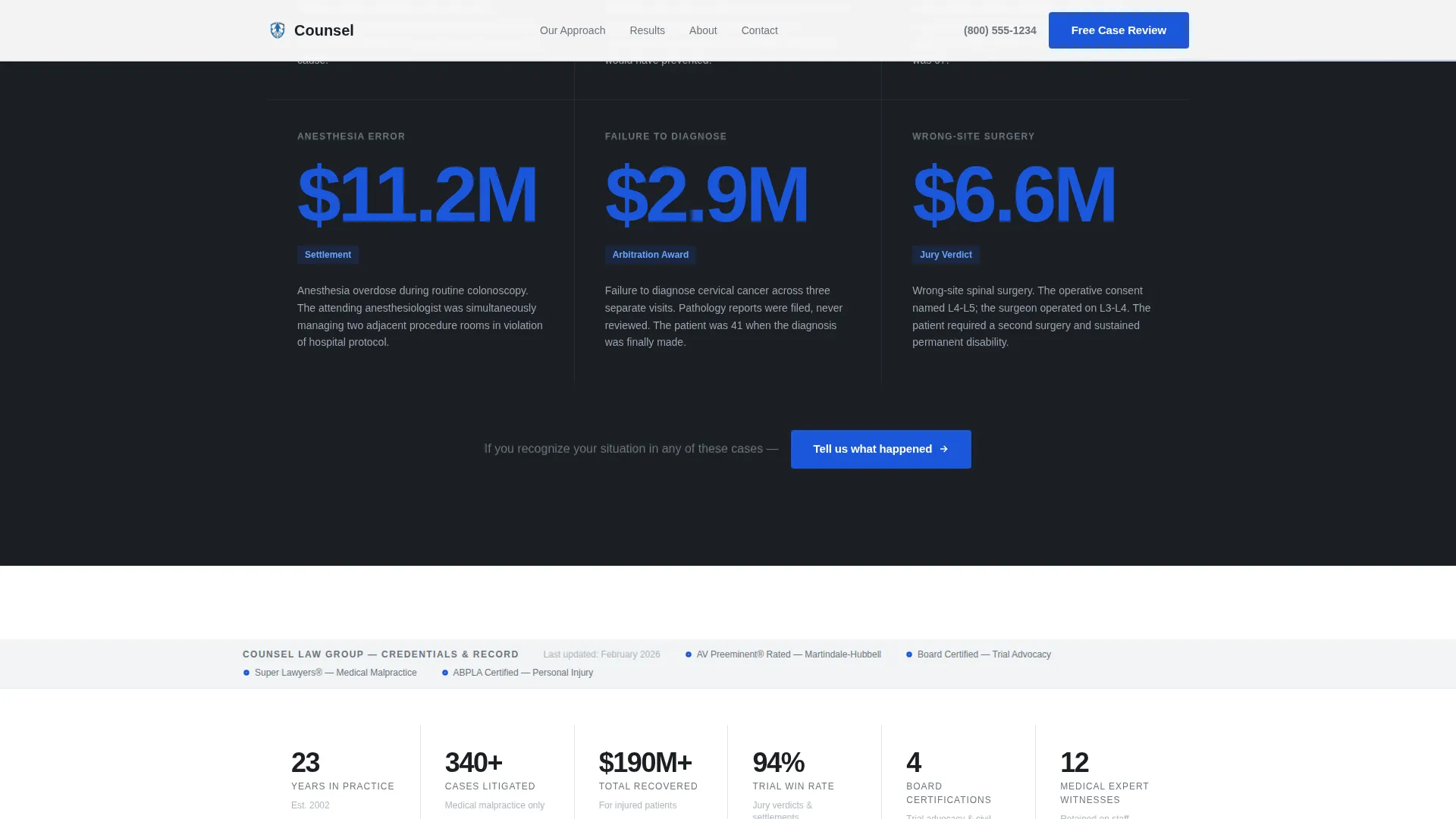 Medical Malpractice Law Firm Landing Page Template