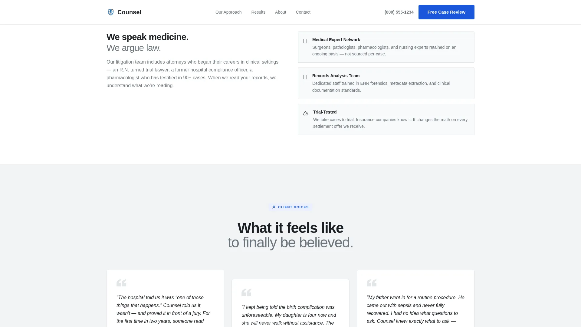 Medical Malpractice Law Firm Landing Page Template