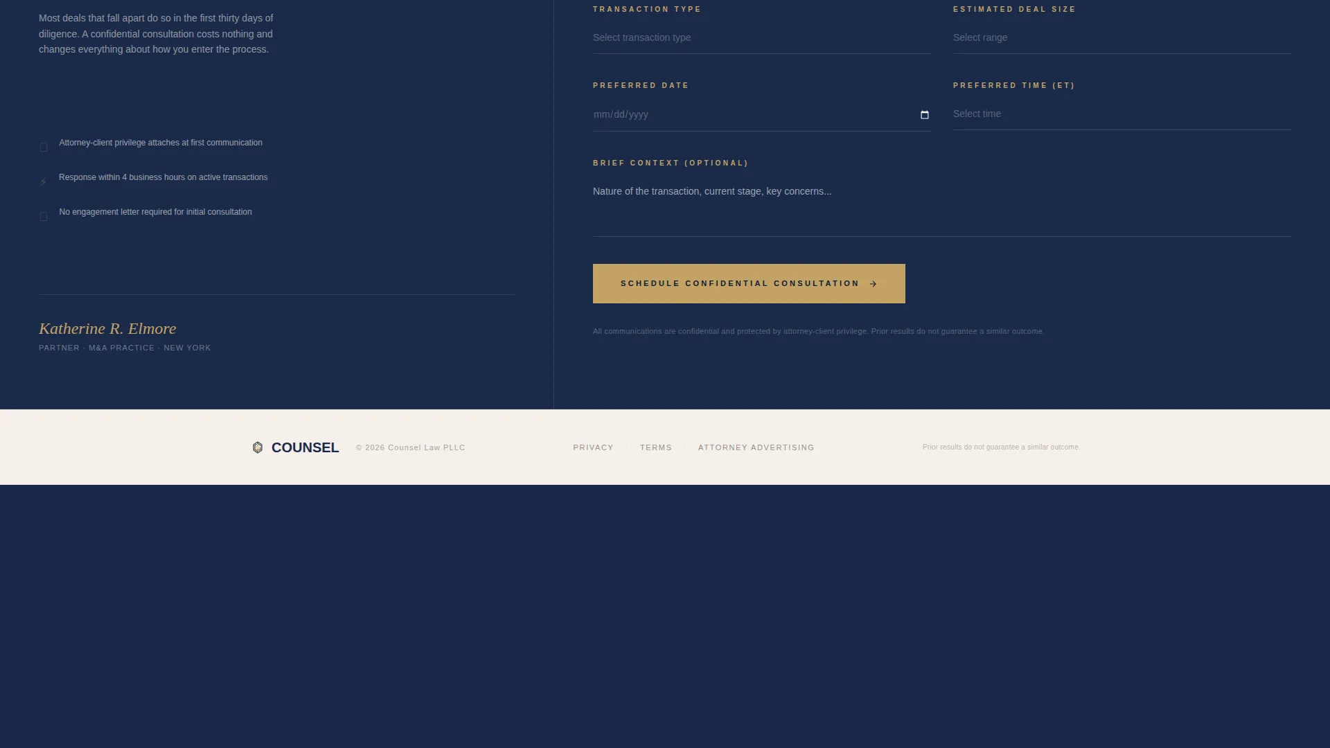 Corporate & Business Law Booking Website Template