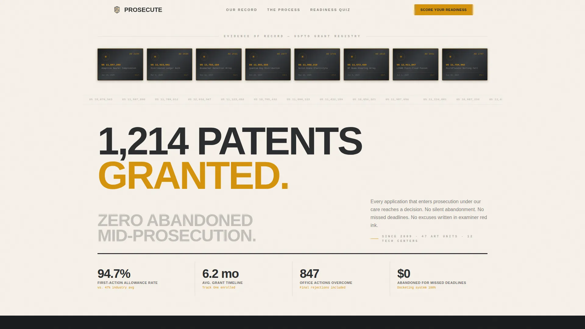 Patent Prosecution Landing Page Template