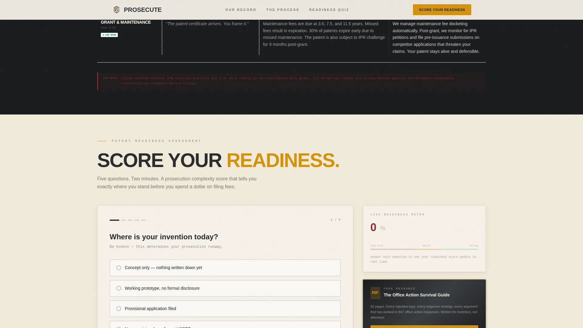 Patent Prosecution Landing Page Template