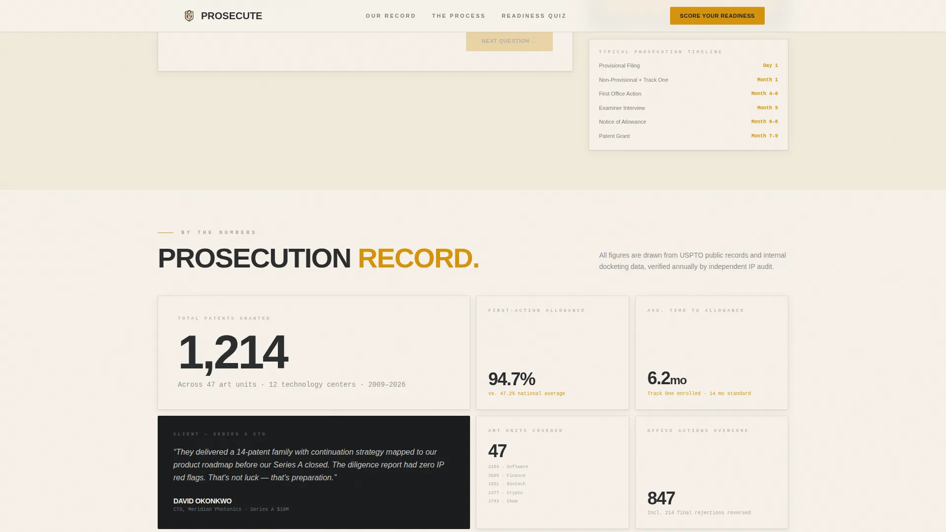 Patent Prosecution Landing Page Template