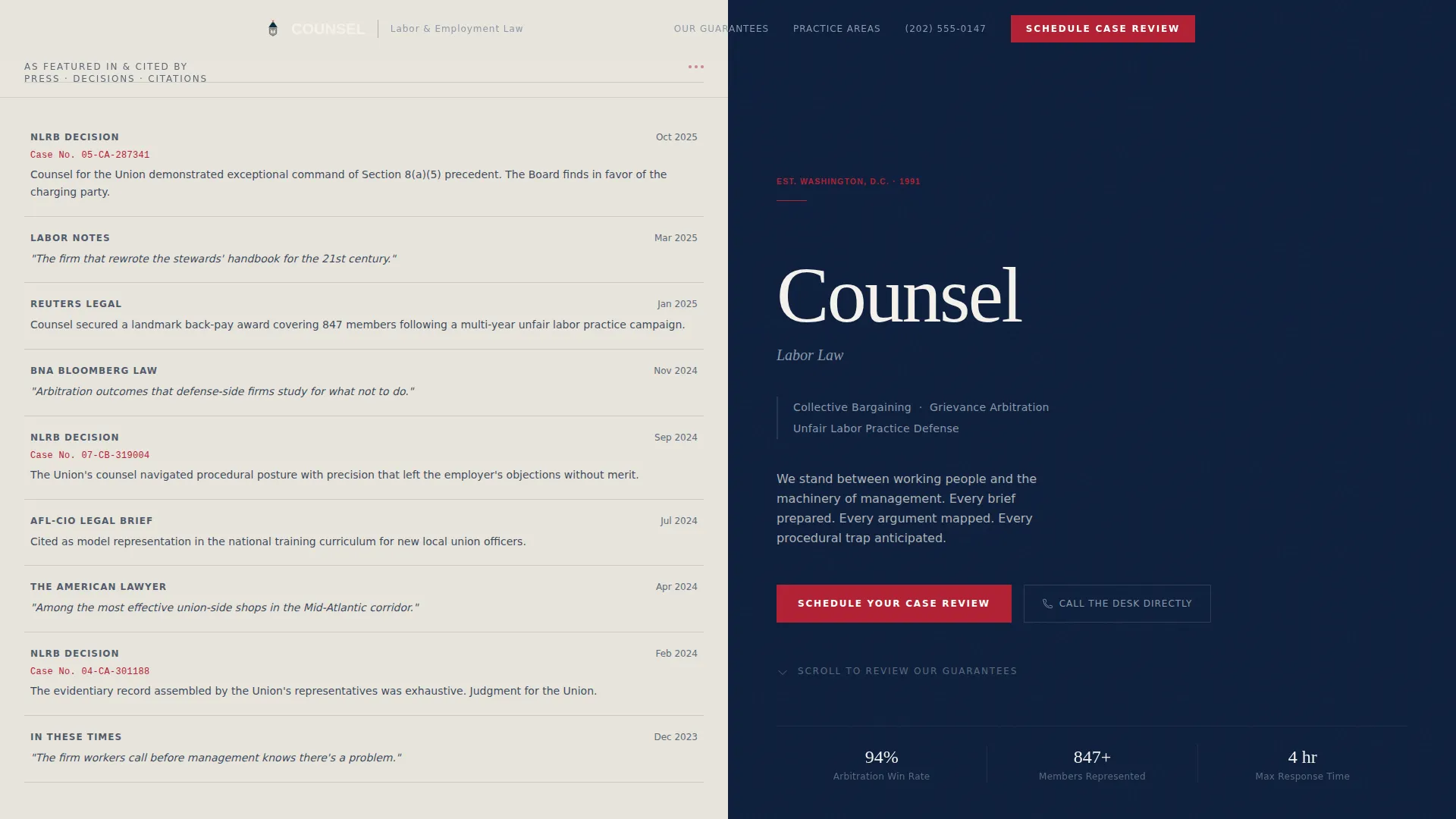 Employment & Labor Law Specialist Booking Website Template