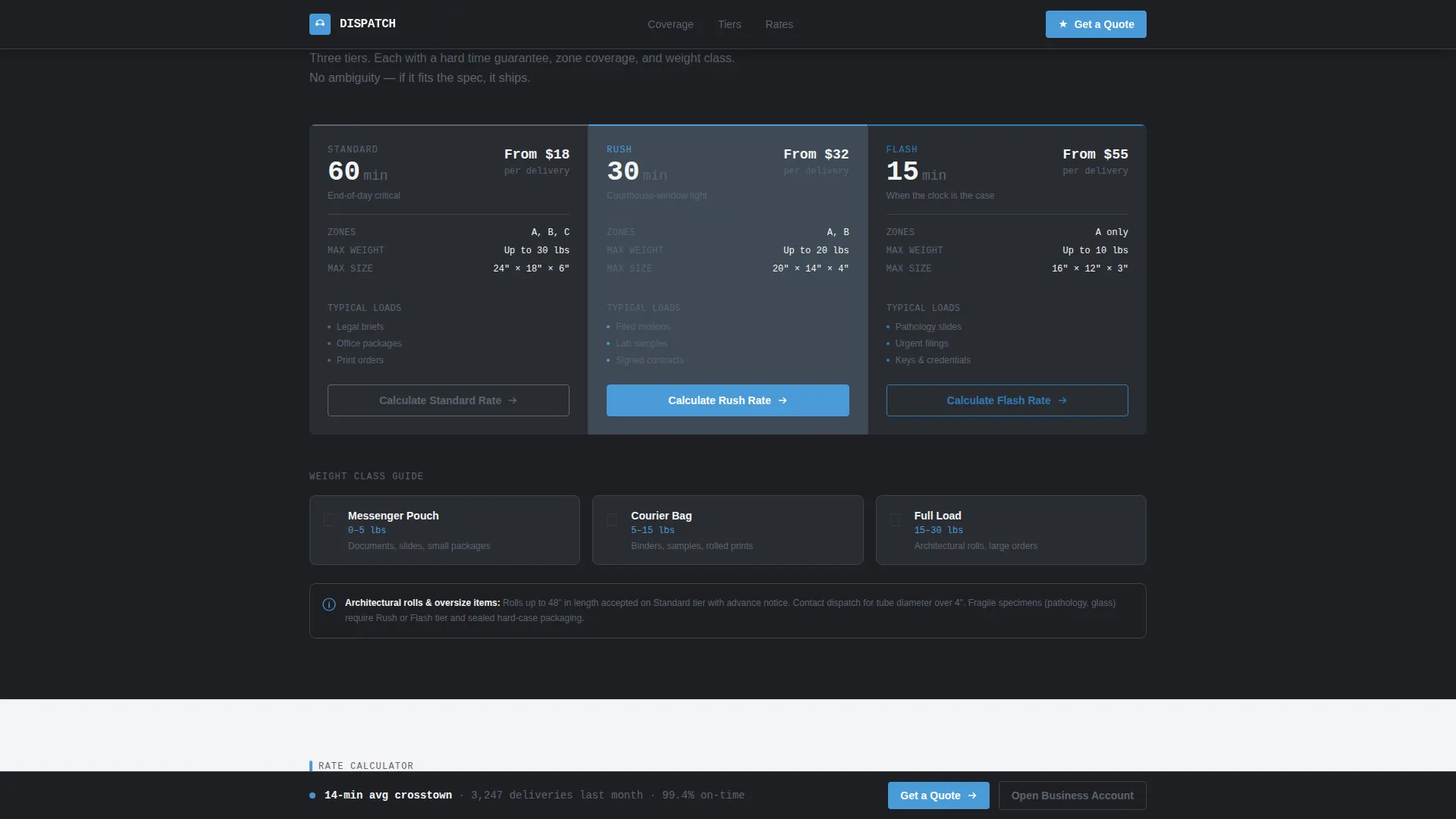 Last-Mile & Delivery Specialist Cost Calculator Website Template