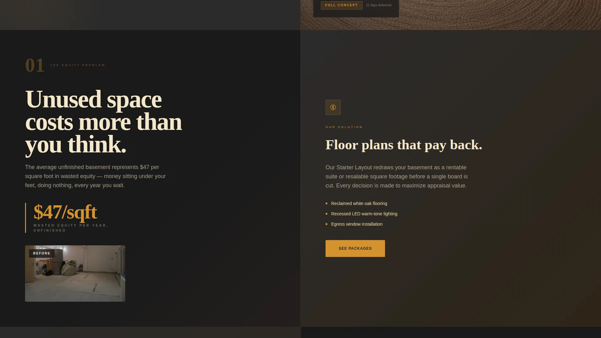 Basement Renovation Pricing Website Template