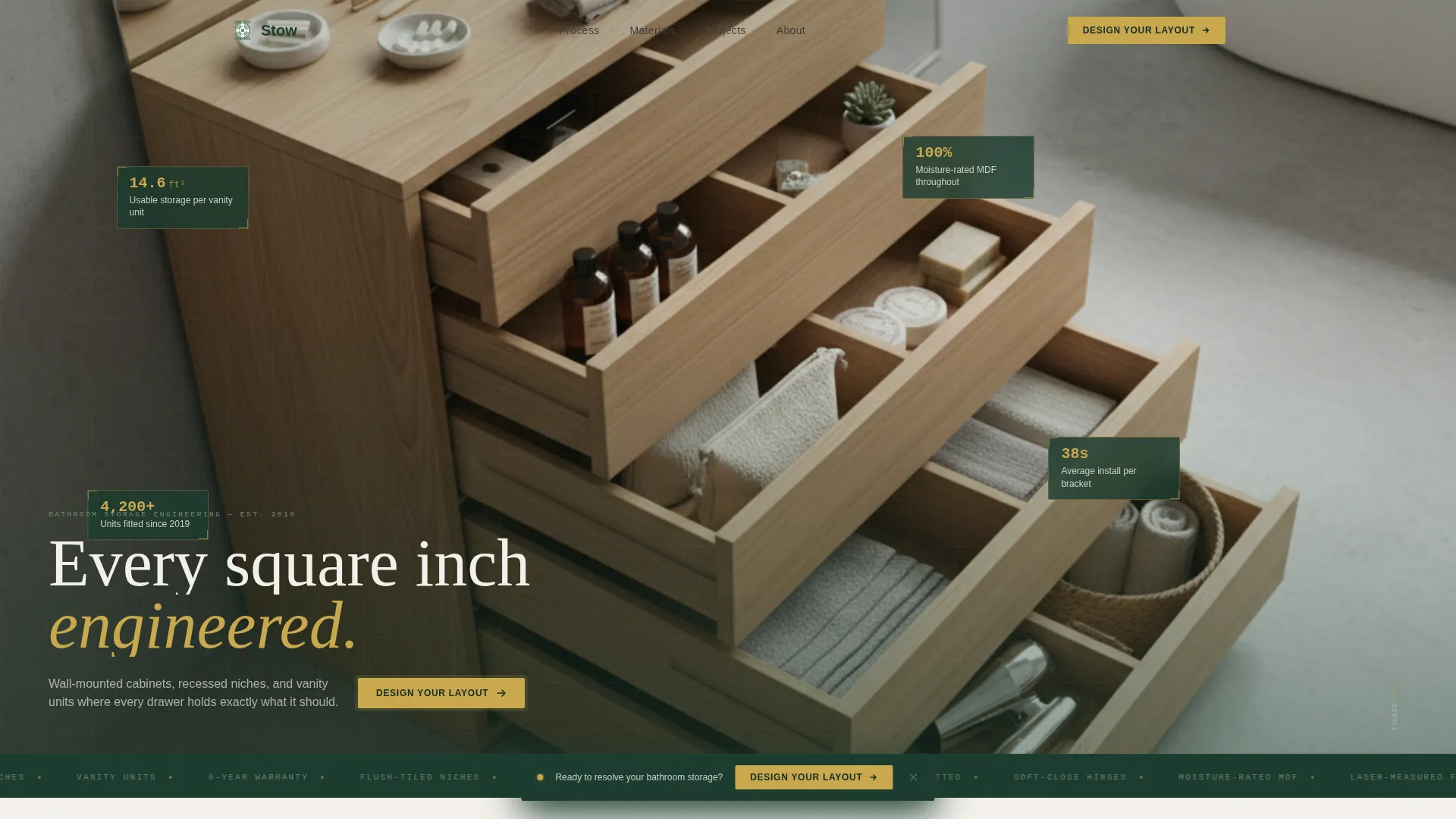 Precision Bathroom Storage Landing Page Template