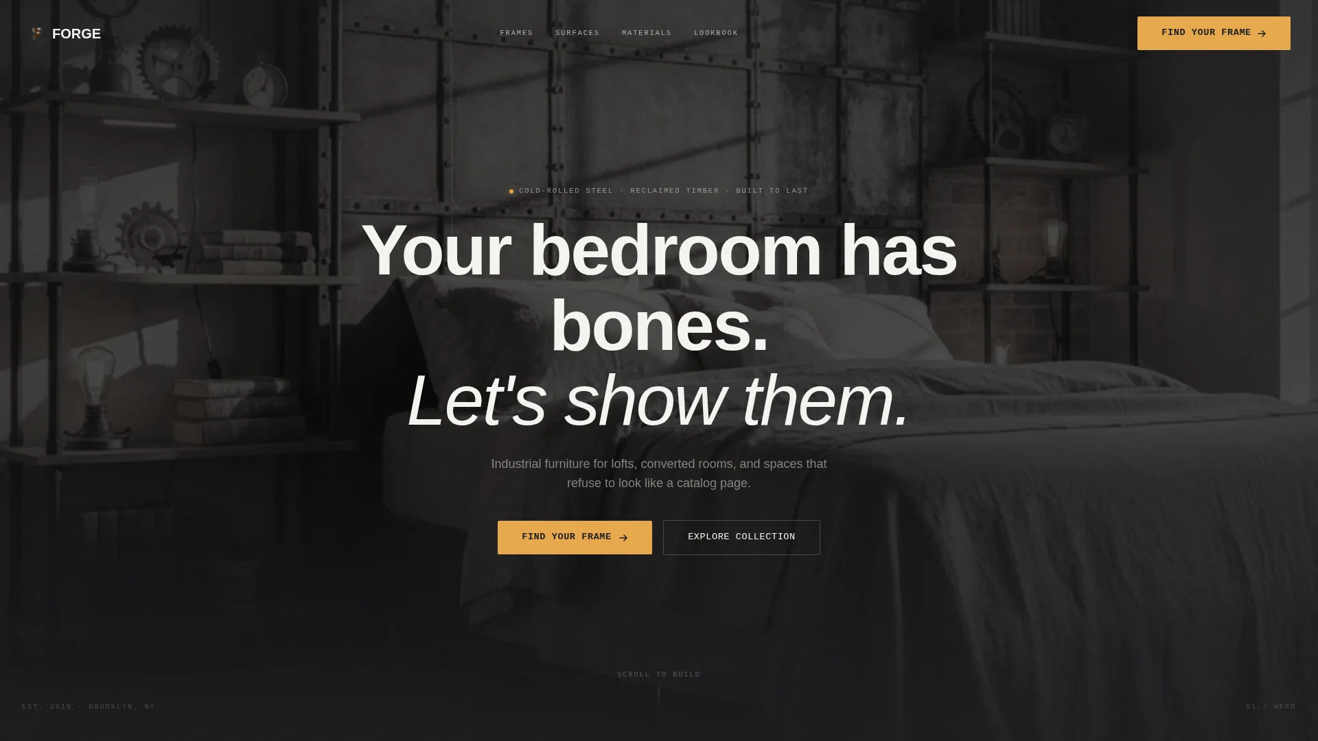 Industrial Bedroom Furniture Landing Page Template