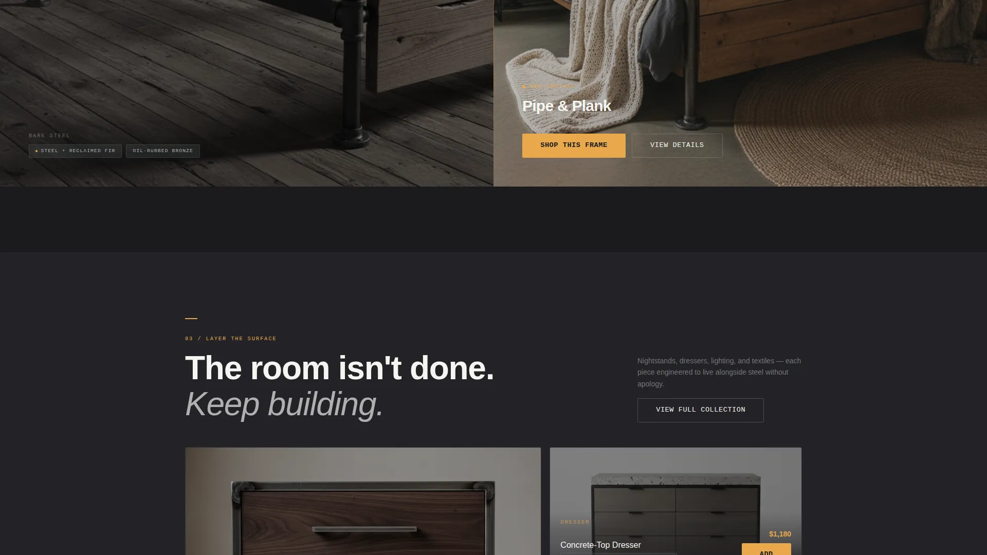 Industrial Bedroom Furniture Landing Page Template