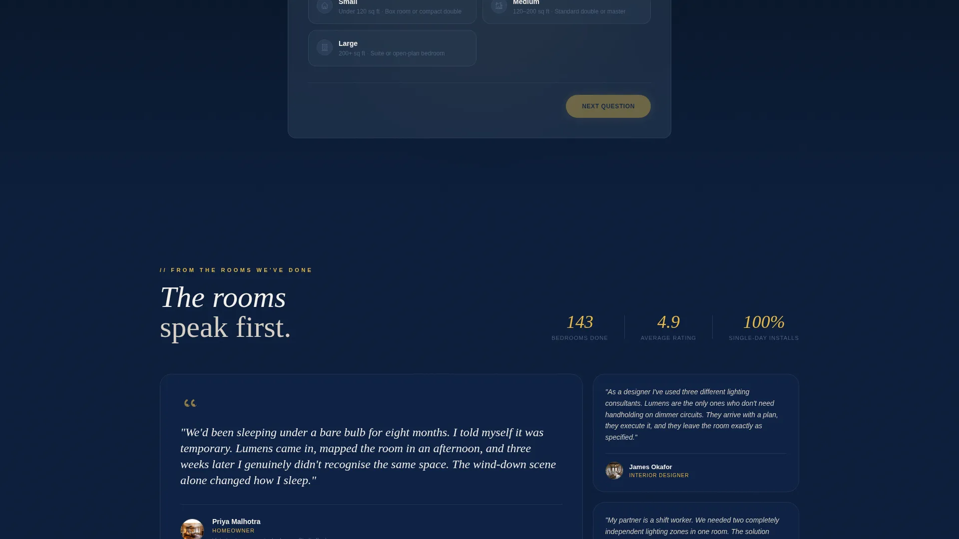 Bedroom Lighting Specialist Landing Page Template